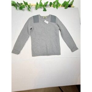 LL Bean Commando Crewneck Sweater Gray Merino Lambswool 501056 Womens Medium